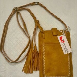 Save the Girls Free Spirit Mustard Crossbody Bag with Tassels